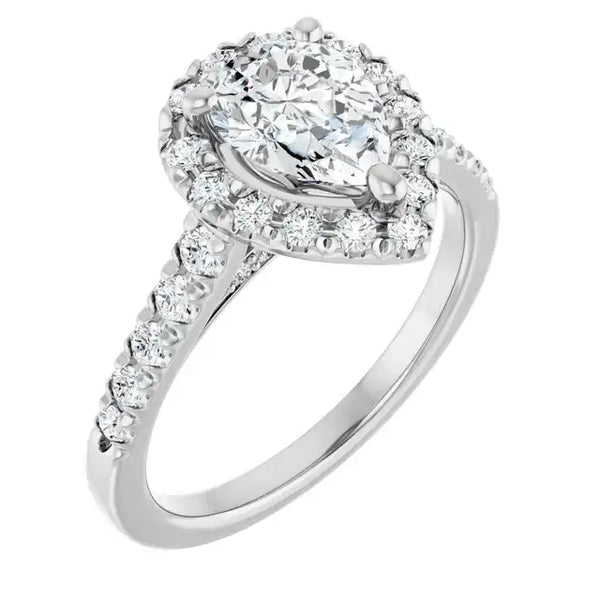 ANGEL Silver Accented Pear Engagement Ring - Larson Jewelers