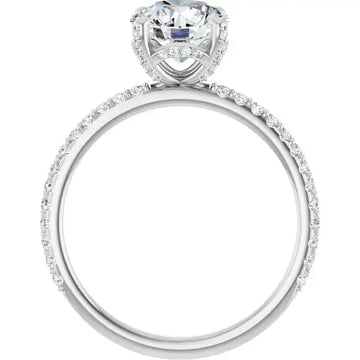 DAVITA Silver Hidden Halo Round Lab Grown Diamond Engagement Ring - Larson Jewelers