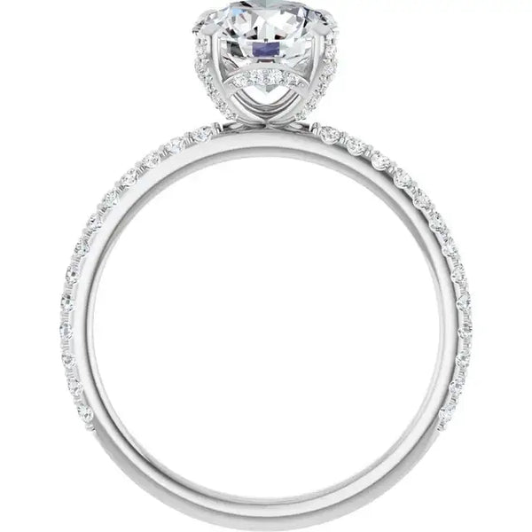 DAVITA Silver Hidden Halo Round Lab Grown Diamond Engagement Ring - Larson Jewelers