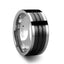 WORCESTER Tungsten Ring with Grooved Black Ceramic Inlay - 10mm - Larson Jewelers