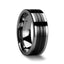 WORCESTER Tungsten Ring with Grooved Black Ceramic Inlay - 10mm - Larson Jewelers