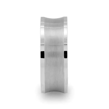 TREVICO Brushed Concave Tungsten Ring with Flat Polished Edges - 8mm - Larson Jewelers