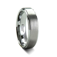 OPTIMUS Raised Center with Brush Finish Tungsten Ring - 4mm - Larson Jewelers
