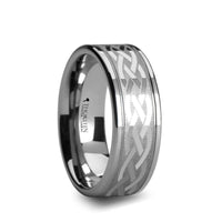 PAETUS Flat Dual Offset Grooved Tungsten Ring with Celtic Design - 8mm & 10mm - Larson Jewelers