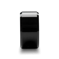 Front profile of the 12mm SEATTLE black tungsten carbide beveled wedding band