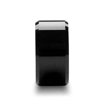 Front profile of the 12mm SEATTLE black tungsten carbide beveled wedding band