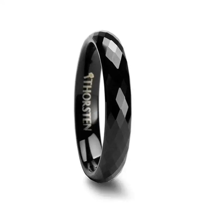AEON Black Tungsten Wedding Band with 288 Diamond Facets - 2mm - 8mm - Larson Jewelers