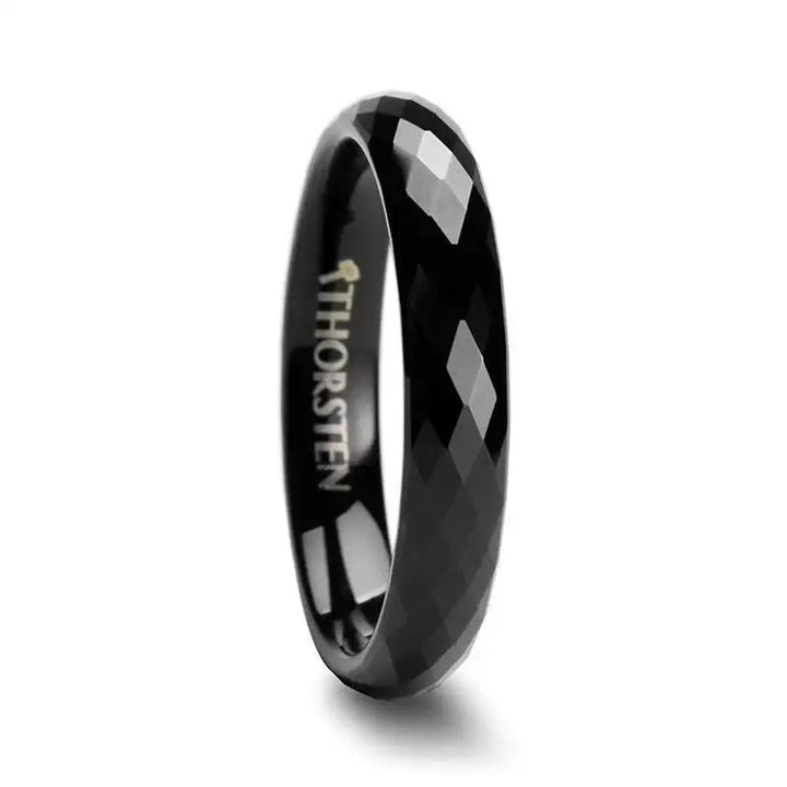 AURORA 288 Diamond Faceted Black Tungsten Band - 4mm - 6mm - Larson Jewelers