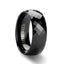 Angled view of a wider black diamond-faceted tungsten carbide ring with THORSTEN branding inside
