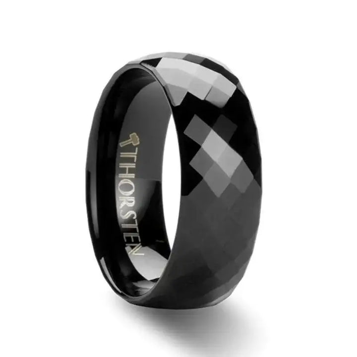AURORA 288 Diamond Faceted Black Tungsten Band - 4mm - 6mm - Larson Jewelers
