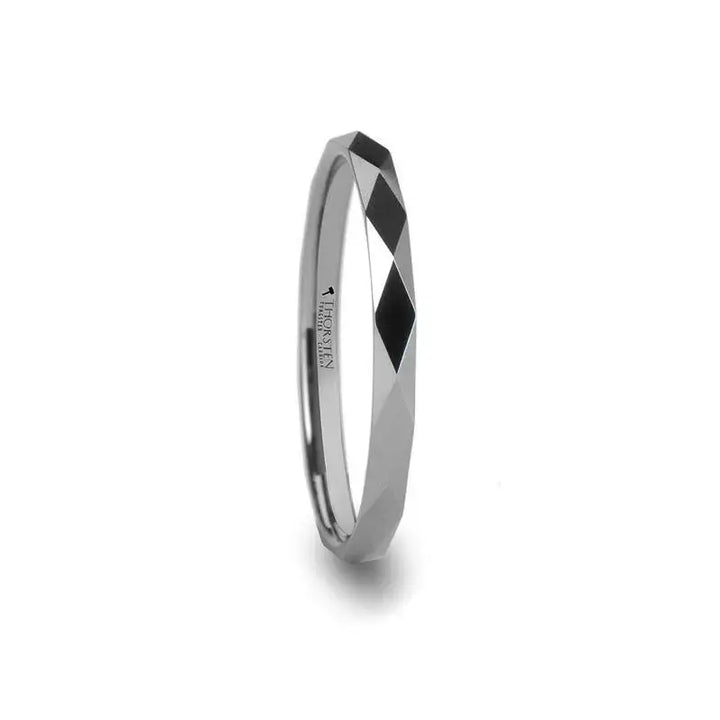 ATLANTIS Diamond Faceted Womens Tungsten Ring - 2mm - Larson Jewelers