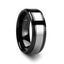 HELSINKI raised-center black ceramic ring with polished tungsten inlay, angled view