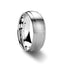 MAGNUS domed brushed tungsten carbide ring with dual polished offset grooves, comfort fit – side view
