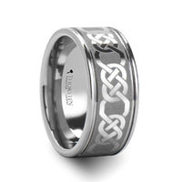 BOSTON Celtic Laser Engraved Tungsten Carbide Ring - 10mm - Larson Jewelers