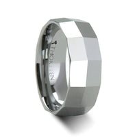 CALGARY 8mm Rectangular Faceted Knife Edge Tungsten Carbide Ring - 8mm - Larson Jewelers