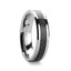 MAXIMA Beveled Tungsten Carbide Ring with Black Carbon Fiber Inlay - 4mm & 6mm - Larson Jewelers