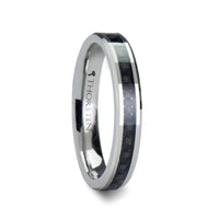 MAXIMA Beveled Tungsten Carbide Ring with Black Carbon Fiber Inlay - 4mm & 6mm - Larson Jewelers