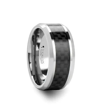 INDIANAPOLIS Black Carbon Fiber Inlay Tungsten Carbide Ring - 10mm - Larson Jewelers