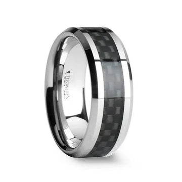 INDIANAPOLIS Black Carbon Fiber Inlay Tungsten Carbide Ring - 10mm - Larson Jewelers