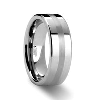 IVAR Platinum Inlaid Flat Tungsten Wedding Band - 6mm & 8mm - Larson Jewelers