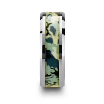 GENERAL Tungsten Wedding Ring with Blue and White Camouflage Inlay - 6mm - 10mm - Larson Jewelers