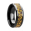 NAMIBIA Black Ceramic Wedding Band with Cheetah Print Animal Design Inlay - 6mm & 8mm - Larson Jewelers