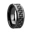 TITAN Black Beveled Ceramic Ring with Silver & Black Carbon Fiber Inlay - 8mm - Larson Jewelers