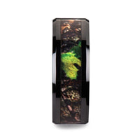 NIGHTFALL Realistic Tree Camo Black Ceramic Wedding Band with Green Leaves - 8mm - Larson Jewelers