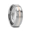 ODIN Platinum Inlaid Raised Center Tungsten Ring - 8mm - Larson Jewelers