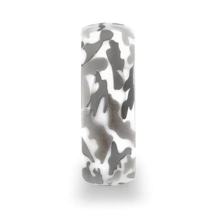 STRYKER Camo White Ceramic Wedding Band Domed - 8mm - Larson Jewelers