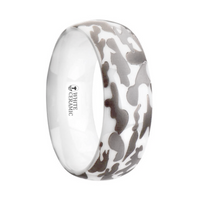 STRYKER Camo White Ceramic Wedding Band Domed - 8mm