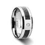 CAYMAN Tungsten Carbide Ring with Black Carbon Fiber and White Diamond Setting with Bevels - 8mm - Larson Jewelers