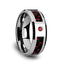 ADRIAN Tungsten Carbide Ring with Black and Red Carbon Fiber and Red Ruby Setting with Bevels - 8mm - Larson Jewelers