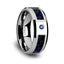 NEPTUNE Tungsten Carbide Ring with Black and Blue Carbon Fiber and Blue Sapphire Setting with Bevels - 8mm - Larson Jewelers