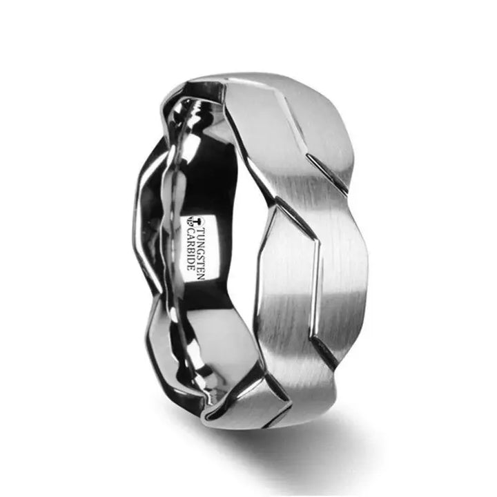 FOREVER White Tungsten Ring with Brushed Carved Infinity Symbol Design - 6mm - 10mm - Larson Jewelers