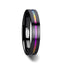 AZURE Flat Black Ceramic Ring Brushed with Rainbow Groove - 4mm - 8mm - Larson Jewelers