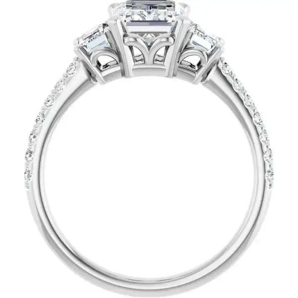 EMMA Silver Emerald Cut Engagement Ring - Larson Jewelers