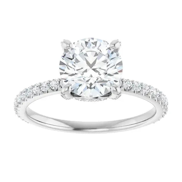 DAVITA Silver Hidden Halo Round Lab Grown Diamond Engagement Ring - Larson Jewelers