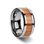 VERMILLION Red Oak Wood Inlaid Tungsten Carbide Ring with Bevels - 6mm - 10mm - Larson Jewelers