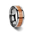 VERMILLION Red Oak Wood Inlaid Tungsten Carbide Ring with Bevels - 6mm - 10mm - Larson Jewelers