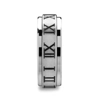 IMPERIUS Raised Center Brush Finish Spinner Ring with Roman Numerals - 8mm - Larson Jewelers