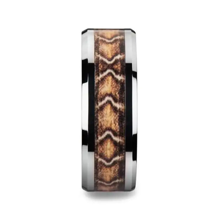 VIPER Tungsten Wedding Ring with Boa Snake Skin Design Inlay - 8mm - Larson Jewelers