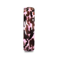 JOAN Domed Polished Pink Ceramic Ring with Laser Engraved Camo Pattern - 6mm - Larson Jewelers