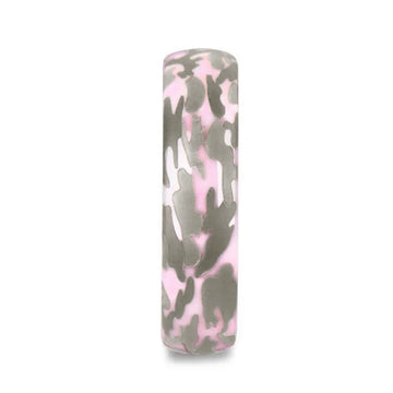 JOAN Domed Polished Pink Ceramic Ring with Laser Engraved Camo Pattern - 6mm - Larson Jewelers