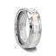 STAFFORD Silver Inlaid Beveled Tungsten Diamond Wedding Band - 8mm - Larson Jewelers
