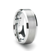 SHIPTON Tungsten Carbide Ring with Brushed Center and Beveled Edges - 10mm - Larson Jewelers