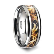 TERRA Tungsten Carbide Wedding Band with Leaves Grassland Camo Inlay Ring - 8mm - Larson Jewelers