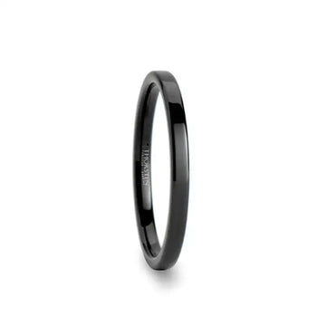 CHARLOTTE Black Flat Shaped Tungsten Wedding Ring for Her - 2mm - Larson Jewelers