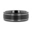 NOCTURNE Black Beveled Tungsten Carbide Band with Polished Grooves and Brushed Finish - 6mm or 8mm - Larson Jewelers
