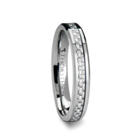 ULTIMA Beveled Tungsten Wedding Band with White Carbon Fiber - 4mm - 6mm - Larson Jewelers